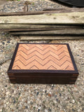Unique artisan box made from oak, ash, and walnut. Wood tea box. Fireplace mantel decor. box for storage.