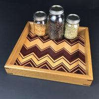 Decorative Wood Tray - Table Centerpiece - Oak And Padauk Serving Platter - Handmade Wooden Gift - Christmas - Proudly made in the USA!