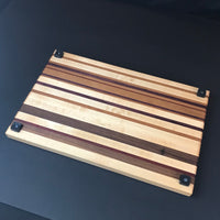 Walnut, Cherry and Maple Wood Cutting Board with Exotic Padauk Wood  - Unique Table Centerpiece - Wood Serving Platter - Chopping Block