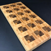 Large Hardwood Charcuterie Board - Maple Walnut Oak End Grain Cutting Board  - One Of A Kind Gift - Wood Serving Board - Kitchen Home Decor