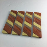 Wood Knife Scale Handle Blank for Knife Makers - 4 Pieces Walnut Padauk Yellowheart Arts and Crafts Supply (1”x4”x1/4”)