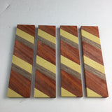 Wood Knife Scale Handle Blank for Knife Makers - 4 Pieces Walnut Padauk Yellowheart Arts and Crafts Supply (1”x4”x1/4”)