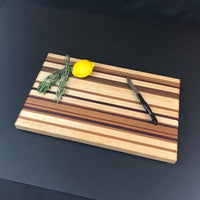 Walnut, Cherry and Maple Wood Cutting Board with Exotic Padauk Wood  - Unique Table Centerpiece - Wood Serving Platter - Chopping Block