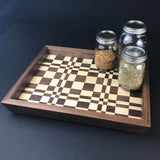 Decorative Wood Tray - Table Centerpiece - Maple And Walnut Serving Platter - Handmade Wooden Gift - Christmas - Proudly made in the USA!
