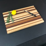 Walnut, Cherry and Maple Wood Cutting Board with Exotic Padauk Wood  - Unique Table Centerpiece - Wood Serving Platter - Chopping Block