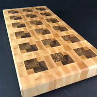 Large Hardwood Charcuterie Board - Maple Walnut Oak End Grain Cutting Board  - One Of A Kind Gift - Wood Serving Board - Kitchen Home Decor