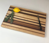 Walnut, Cherry and Maple Wood Cutting Board with Exotic Padauk Wood  - Unique Table Centerpiece - Wood Serving Platter - Chopping Block