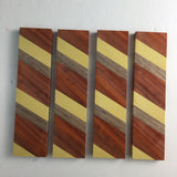 Wood Knife Scale Handle Blank for Knife Makers - 4 Pieces Walnut Padauk Yellowheart Arts and Crafts Supply (1”x4”x1/4”)