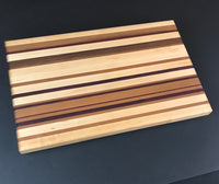 Walnut, Cherry and Maple Wood Cutting Board with Exotic Padauk Wood  - Unique Table Centerpiece - Wood Serving Platter - Chopping Block