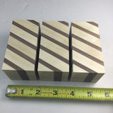 3 Hardwood Blanks For Wood Turning and Carving (3.5”L 1 11/16”W 1 11/16T) Poplar and Walnut Arts and Crafts Supplies Laminated Blank