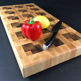 Large Hardwood Charcuterie Board - Maple Walnut Oak End Grain Cutting Board  - One Of A Kind Gift - Wood Serving Board - Kitchen Home Decor