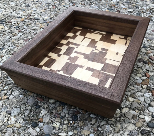 Wood Valet Tray Made of Maple and Walnut Catchall For Entryway Home Decorating Unique Wood Design Handmade in the USA