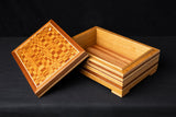 Wood Artisan Box Made of Sapele, Oak and Maple Woods. Mantel box. Table centerpiece. Wooden box with lid. Proudly Made in the USA