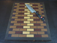 Large end grain cutting board made from solid hardwood maple, cherry, walnut, padauk, and purpleheart woods. great gift idea for the kitchen