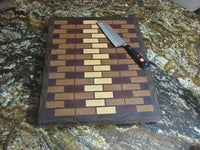 Large end grain cutting board made from solid hardwood maple, cherry, walnut, padauk, and purpleheart woods. great gift idea for the kitchen