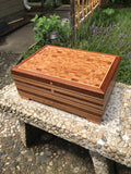 Wood Artisan Box Made of Sapele, Oak and Maple Woods. Mantel box. Table centerpiece. Wooden box with lid. Proudly Made in the USA