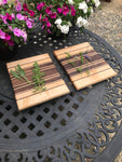 Set Of Two Small Wood Cutting Boards - Made With Walnut and Maple Woods - Small Gift - Wood Charcuterie Platter - Proudly Made In The USA
