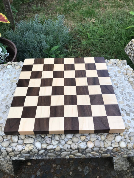 Small 12 Inch Wood Chess Board - Maple And Walnut - Handmade Board Game For Birthdays, Holidays - Gift For Your Chess Player - Free shipping