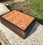 Unique artisan box made from oak, ash, and walnut. Wood tea box. Fireplace mantel decor. box for storage.