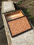 Unique artisan box made from oak, ash, and walnut. Wood tea box. Fireplace mantel decor. box for storage.