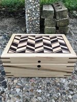 Wood Box - Made From Maple And Ash Wood - Handmade Artisan Box With Lid - Wood Box For Storage - Fireplace Mantel Centerpiece - Tea Box