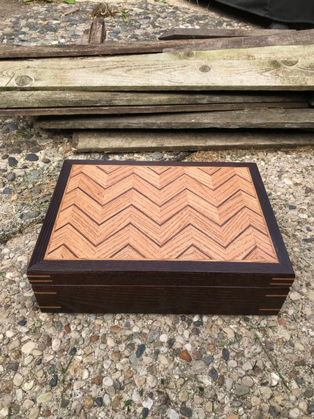 Wood Artisan Box Made of Sapele, Oak and Maple Woods. Mantel box. Tabl – A.  P. Woodcraft